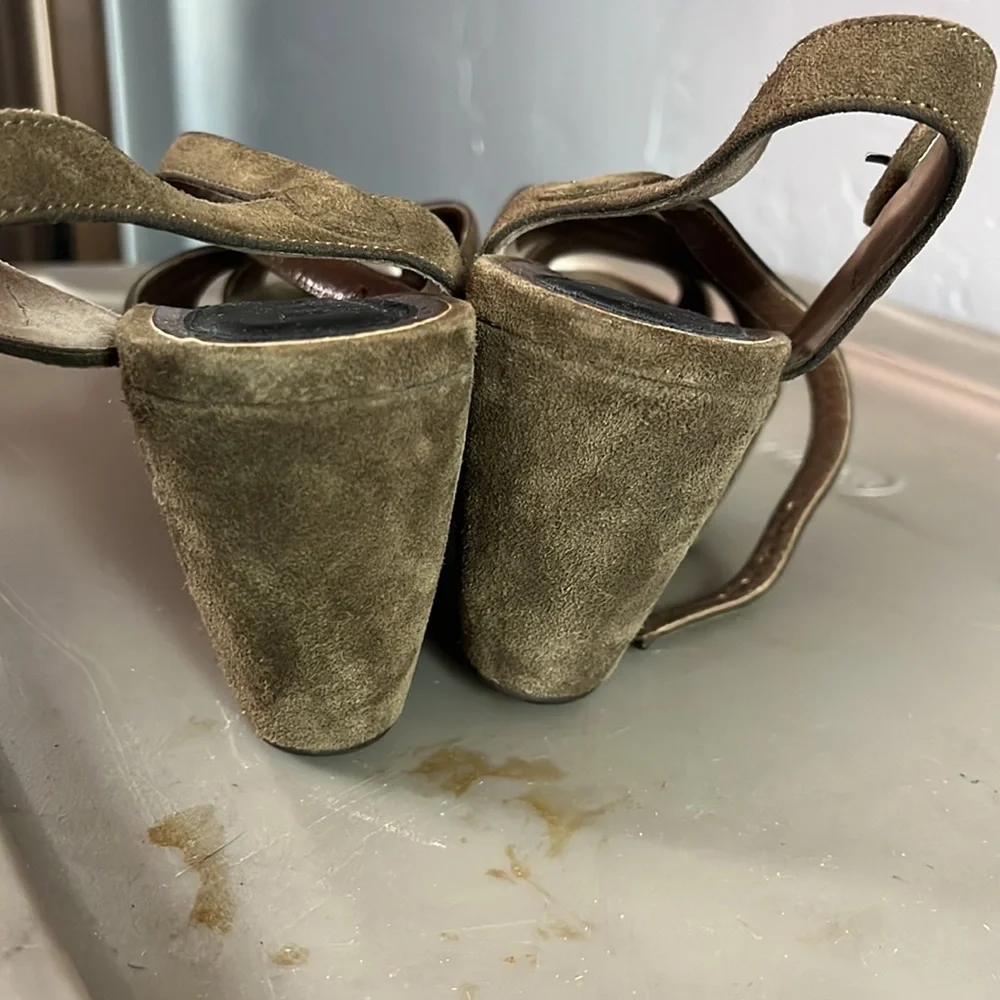 Marni wedge suede heels olive size 37 or 6.5